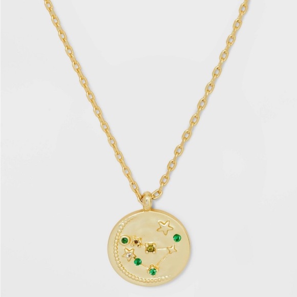 Beloved Inspired 14K Gold Dipped Constellation 
Disc w/ Stones Pendant Necklace - Picture 7 of 15